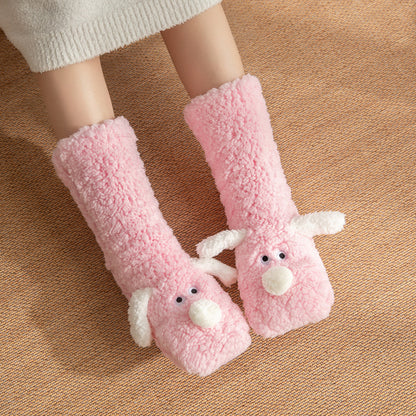 Cozy Dog-Themed Fuzzy Slipper Boots – Fluffy & Warm Lounge Socks