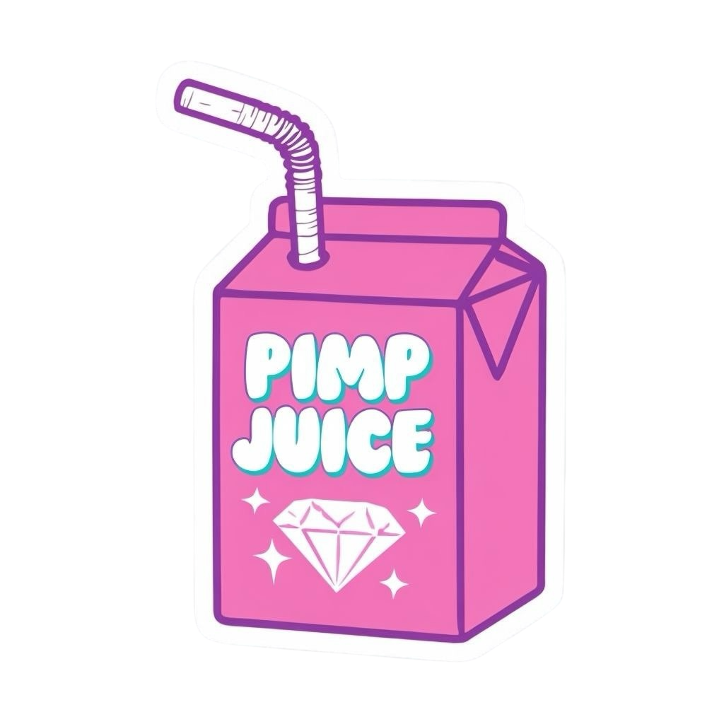 Pimp Juice Cartoon Juice Box Sticker