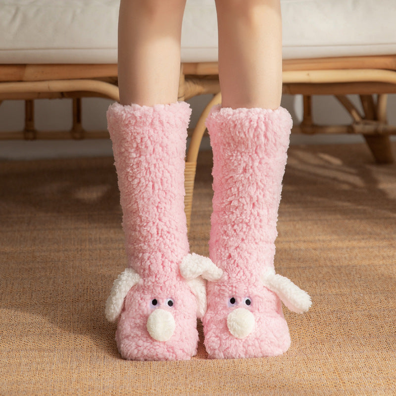 Cozy Dog-Themed Fuzzy Slipper Boots – Fluffy & Warm Lounge Socks