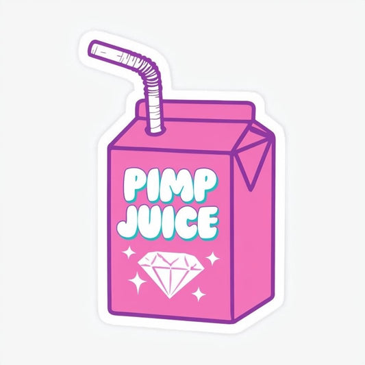 Pimp Juice Cartoon Juice Box Sticker